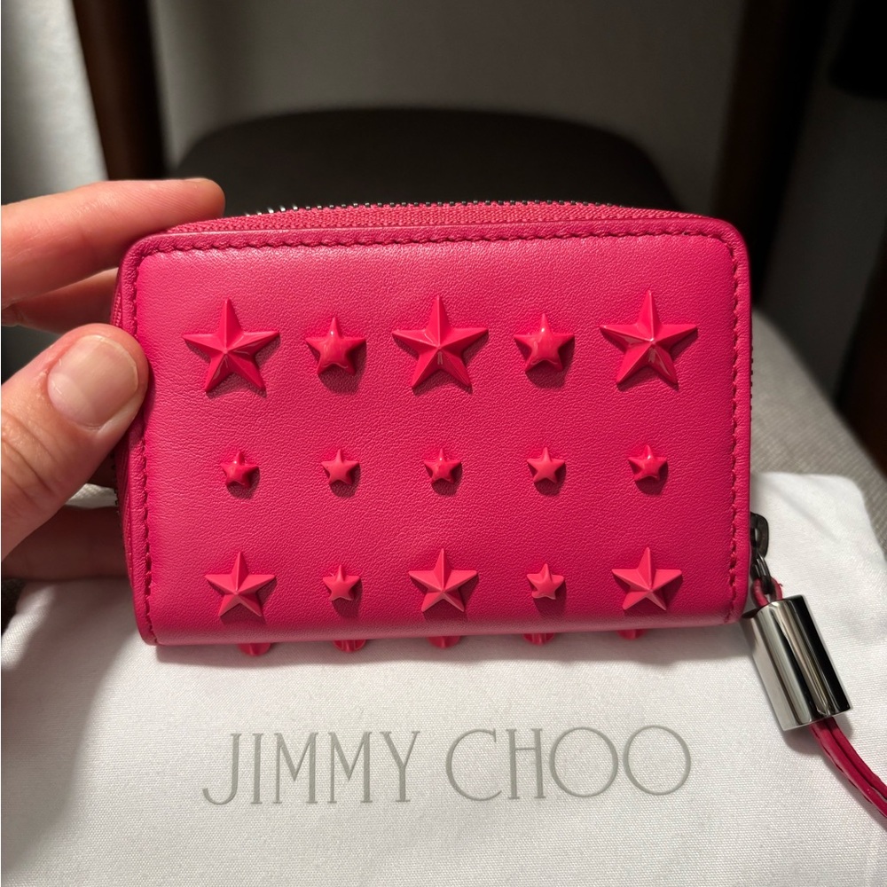 Jimmy Choo Fuchsia Star-Embellished Wallet